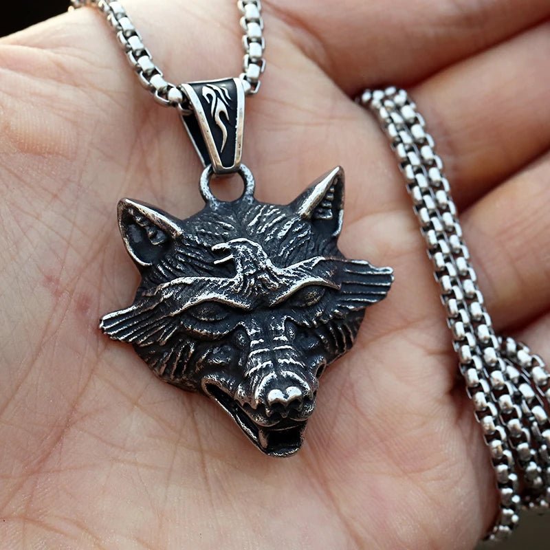 Wolf Head Pendant - Chrome Cult