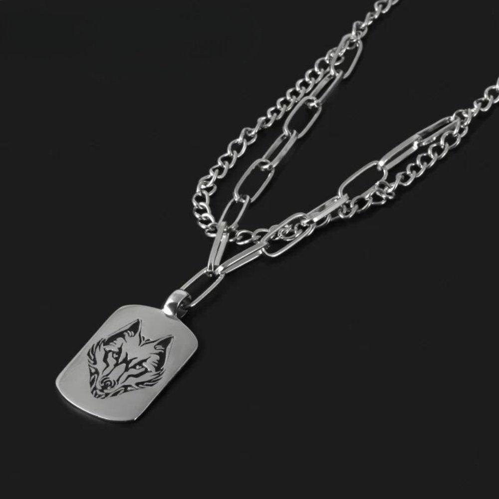 Wolf Tag Pendant - Chrome Cult