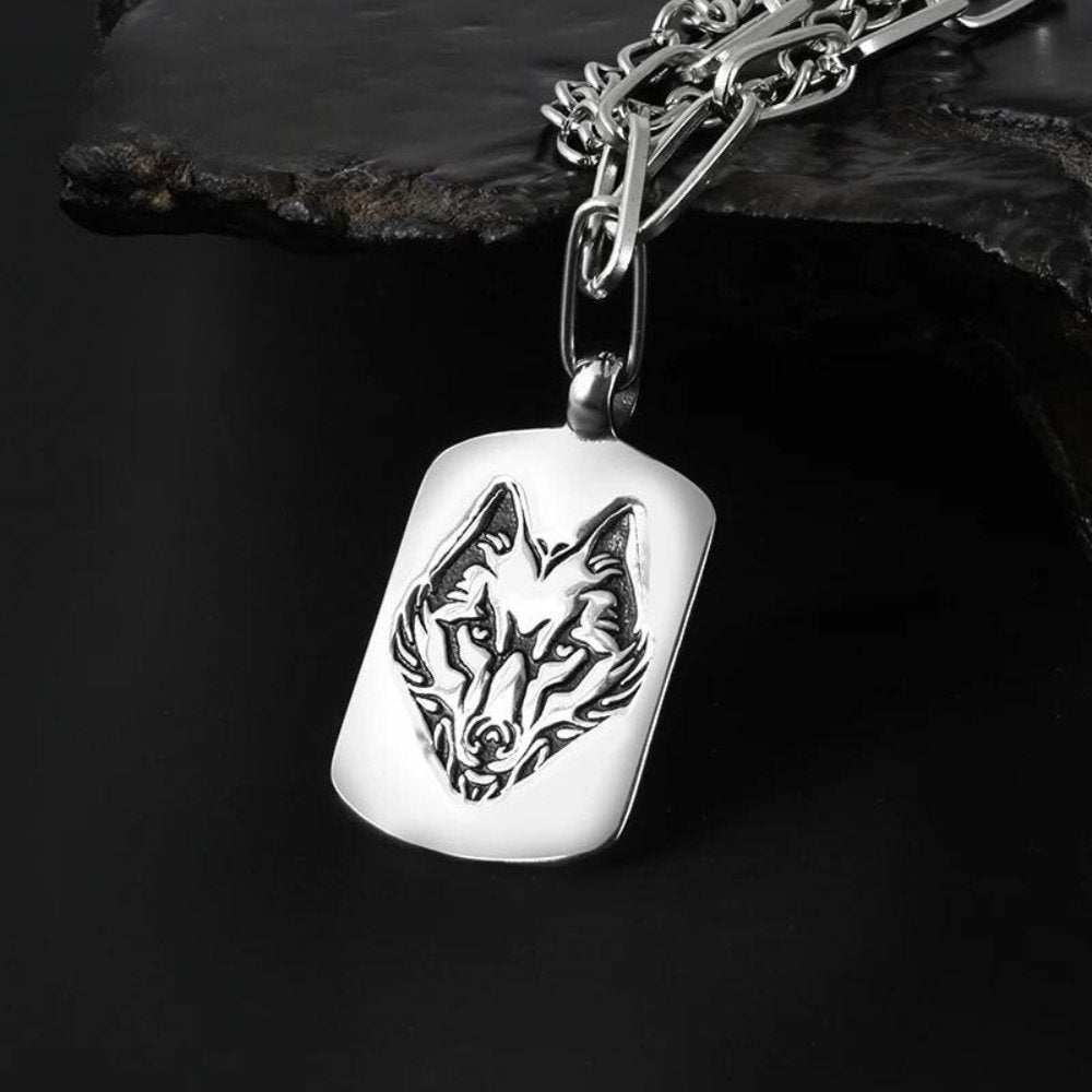 Wolf Tag Pendant - Chrome Cult