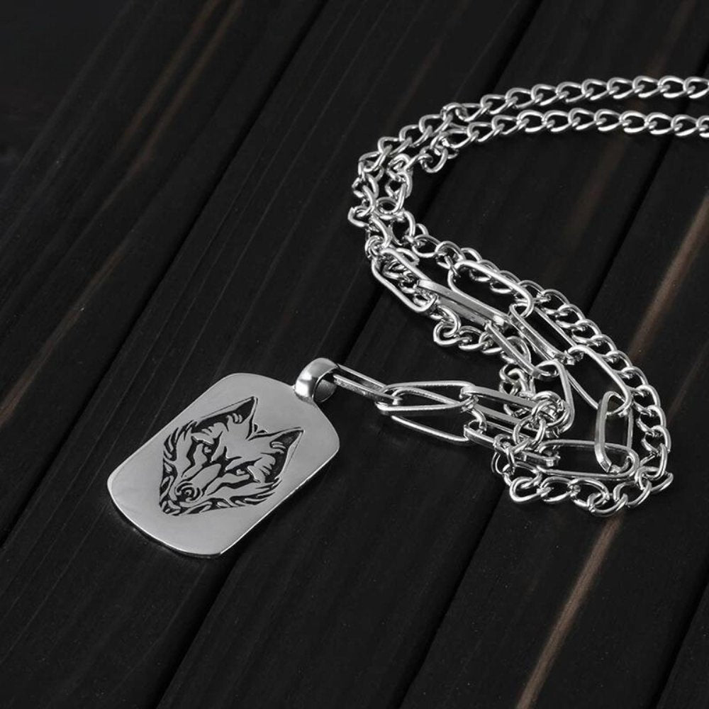 Wolf Tag Pendant - Chrome Cult