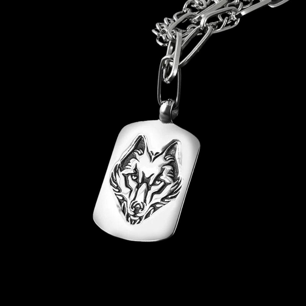 Wolf Tag Pendant - Chrome Cult