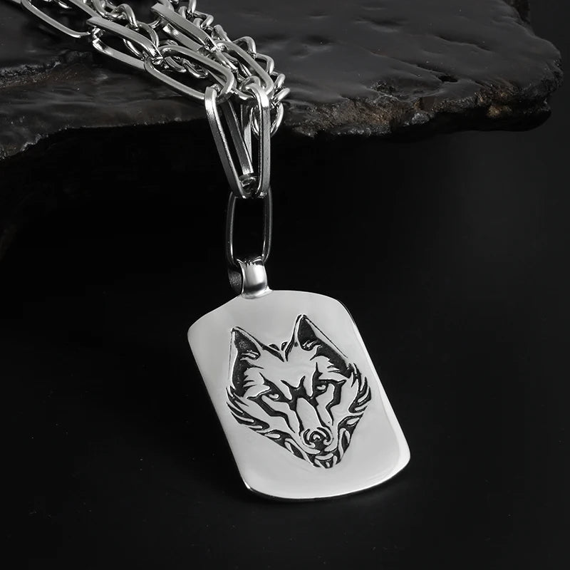Wolf Tag Pendant - Chrome Cult