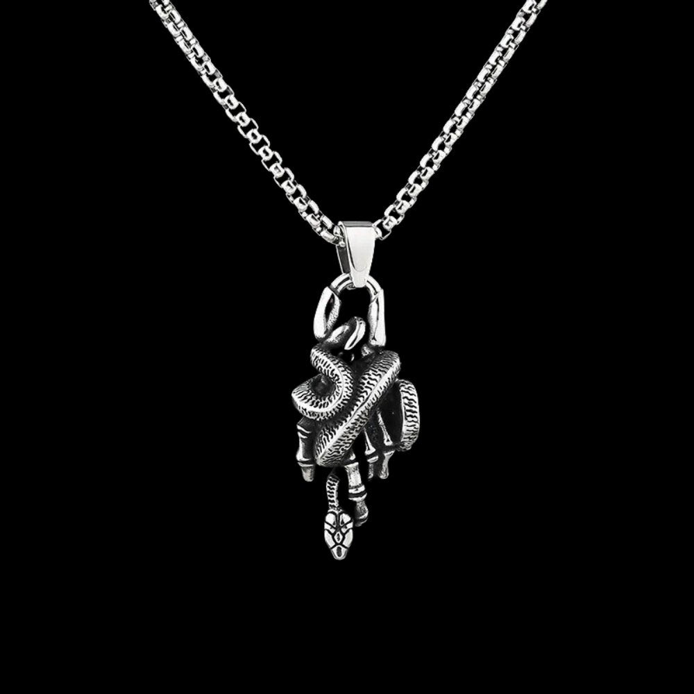 Wrapped Around My Little Finger Snake Pendant - Chrome Cult